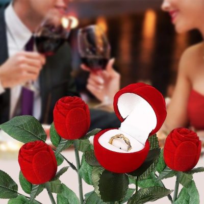 1ks zamatová krabička na prsteň v tvare kvetiny | ROSABOX