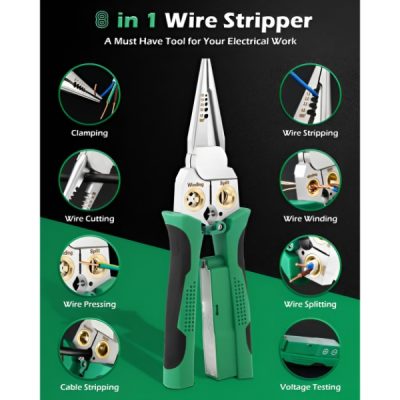 Odizolovacie a štípacie kliešte 8 v 1 (20,7 cm) - Odizolujú, štípu, krimpujú a testujú napätie v jednom nástroji | POWERPLIERS